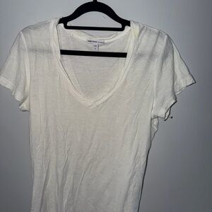 James Perse White V-Neck Short Sleeve Tee
